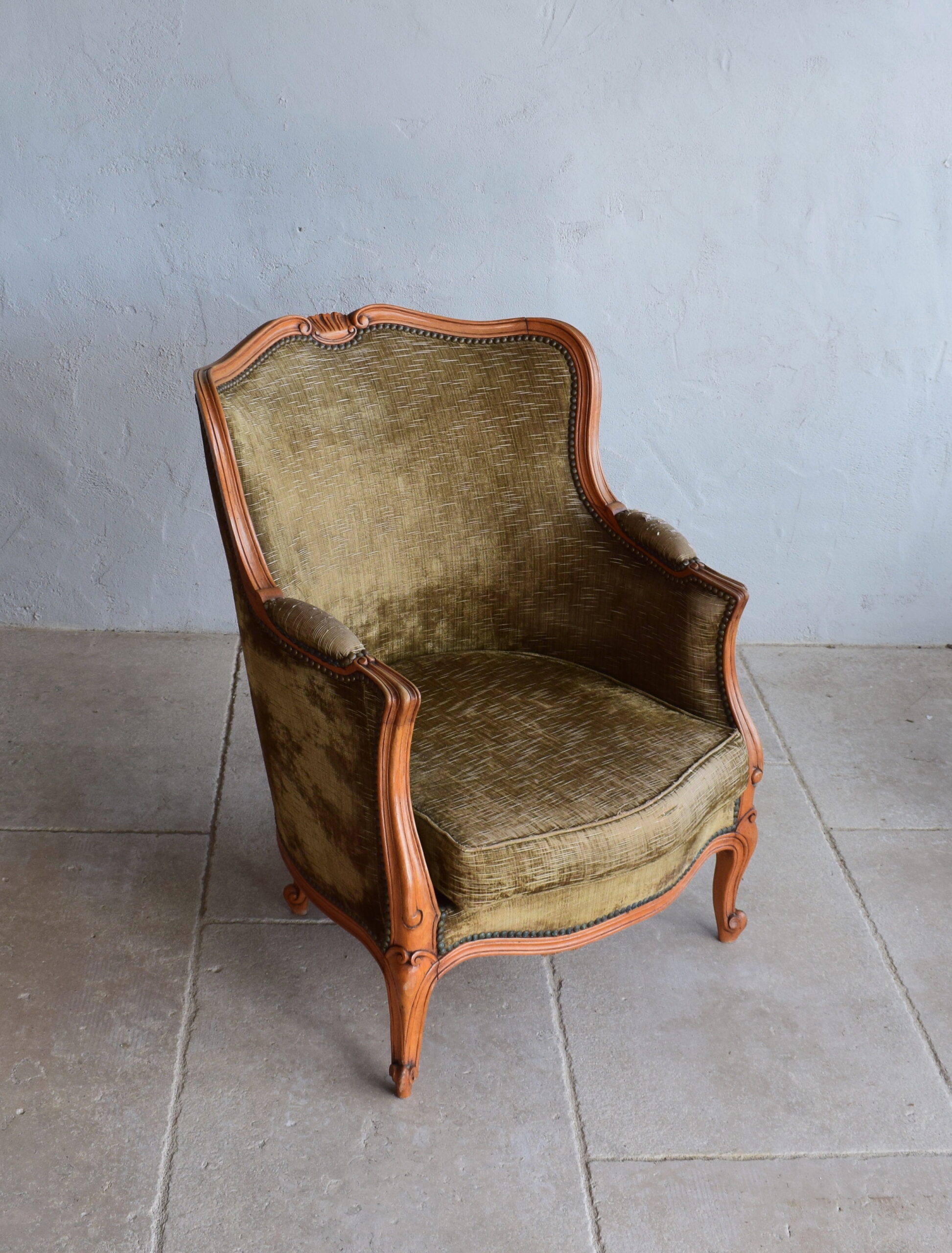 19th Century Rococo Revival Antique Bergere Armchair in Louis XV Taste