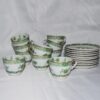 SUITE OF 10 HAVILLAND LIMOGES PORCELAIN CASHMERE GREEN COFFEE CUPS & SAUCERS
